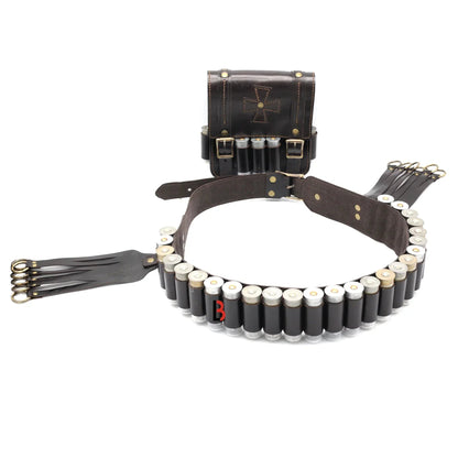 Cowhide Leather Cartridge Belt Bird Hanger & Hunting Pouch | 12 Gauge Shotgun Shell Belt