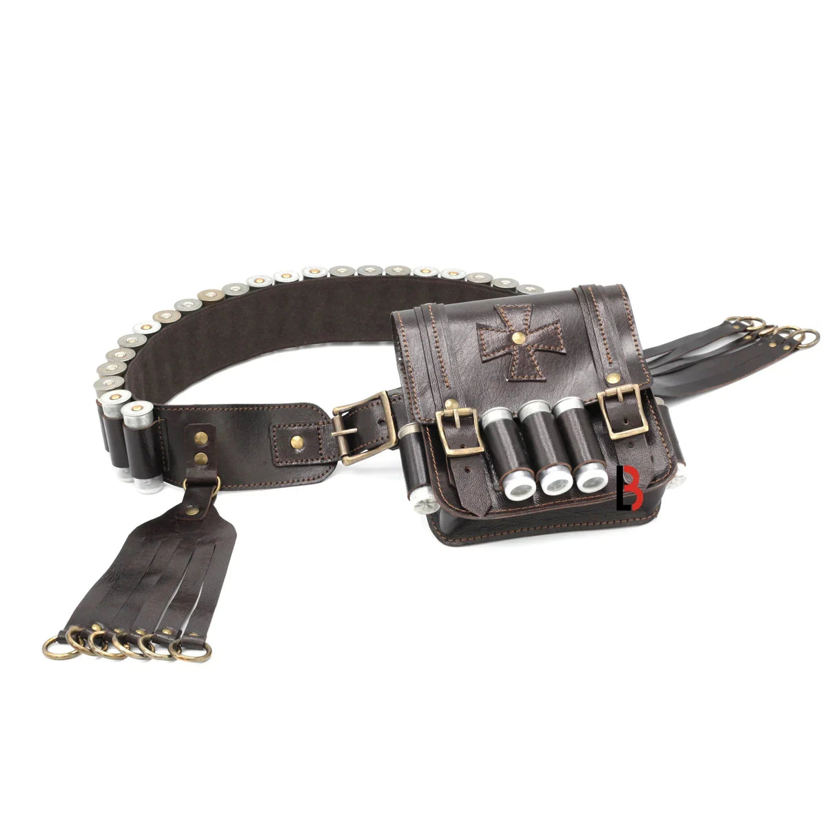 Cowhide Leather Cartridge Belt Bird Hanger & Hunting Pouch | 12 Gauge Shotgun Shell Belt