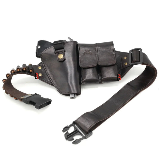Cowhide Leather Waist Belt Concealed Holster Universal Fit, Double Mag | Right Hand