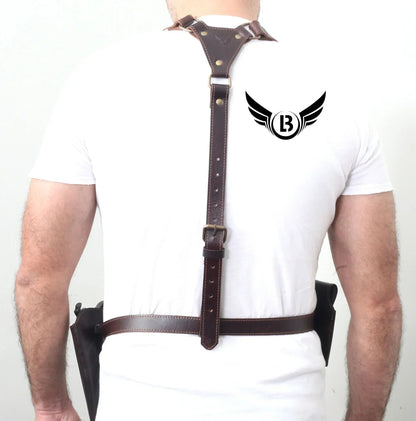 Universal Leather Shoulder Holster & Waist Belt Vertical Concealed Carry Holster