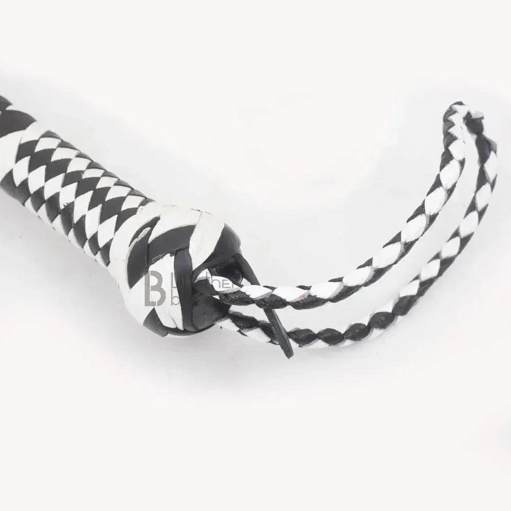 Cowhide Bullwhip — 8-Plait, Black & White, 8 ft