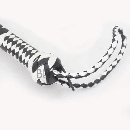 Cowhide Bullwhip — 8-Plait, Black & White, 8 ft
