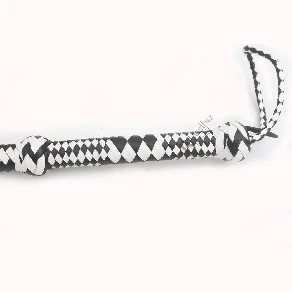 Cowhide Bullwhip — 8-Plait, Black & White, 8 ft