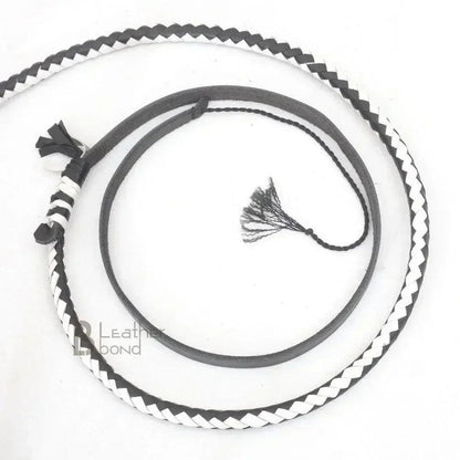 Cowhide Bullwhip — 8-Plait, Black & White, 8 ft