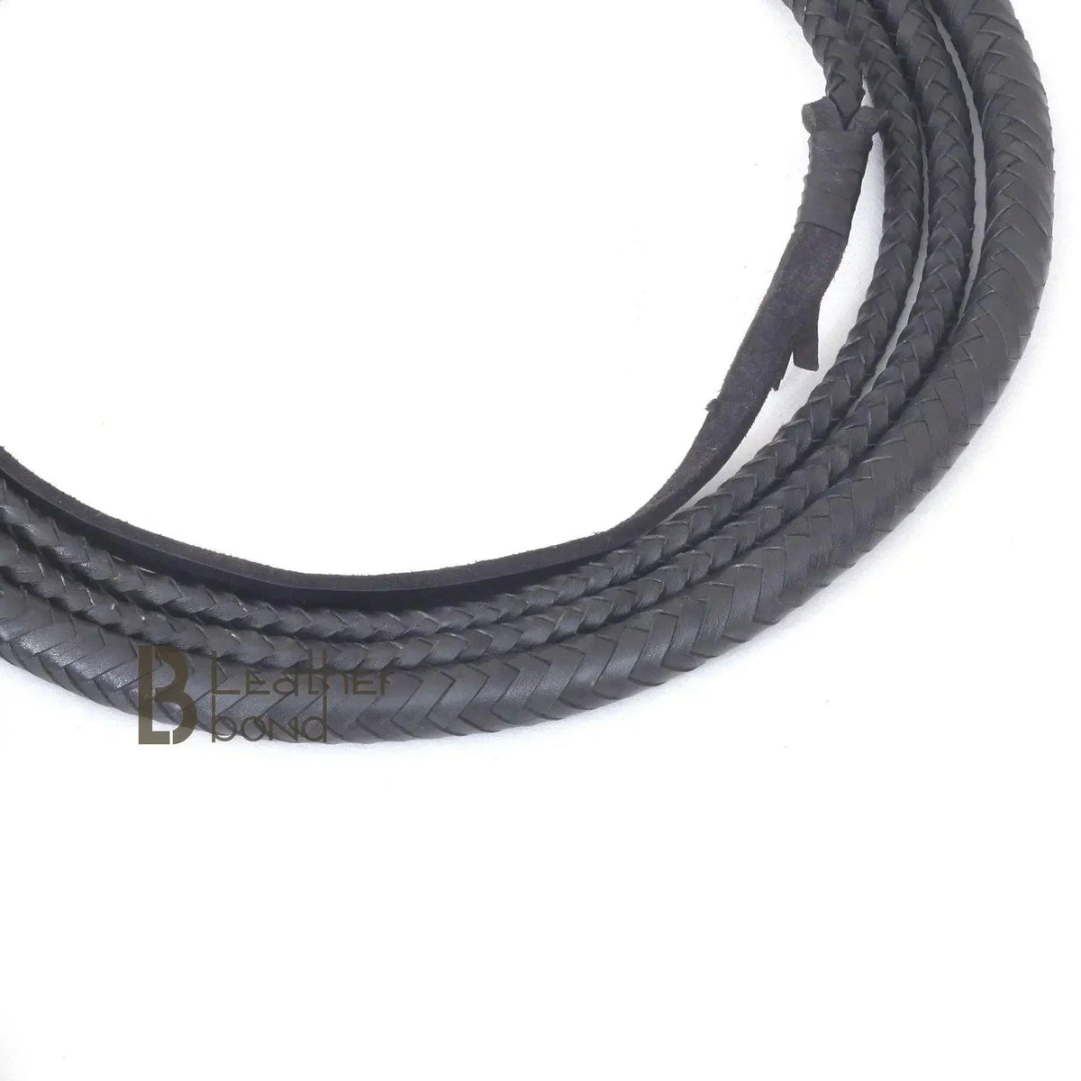 Kangaroo Hide Bullwhip — 16-Strand, Black, Leather Belly & Bolster, 6–16 ft