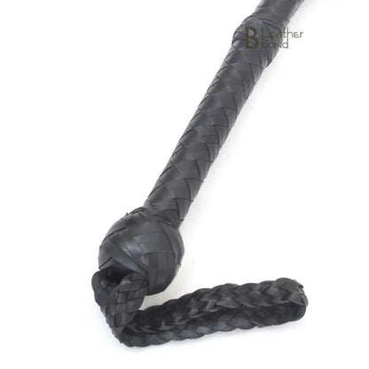 Kangaroo Hide Bullwhip — 16-Strand, Black, Leather Belly & Bolster, 6–16 ft