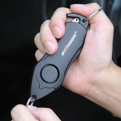 Stinger Personal Safety Alarm Keychain Emergency Tool: Siren Alarm, Seat Belt Cutter, Glass Breaker (Black Marble)