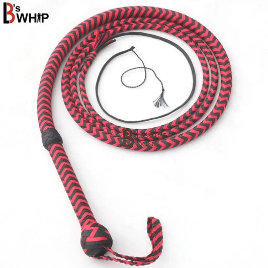 Red & Black Paracord Bullwhip 06, 08, 10 & 12 Feet long 12 Strands Bullwhip Para Cord Nylon Bull Whip