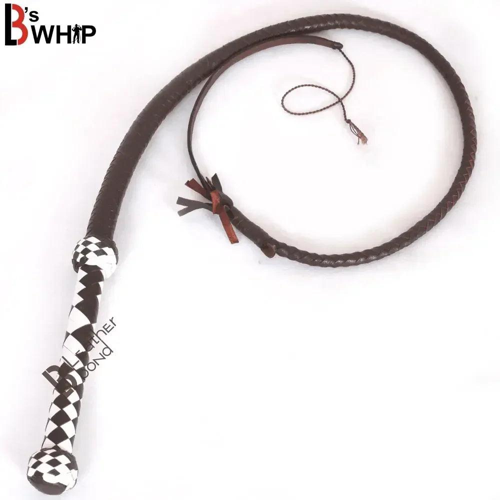 Cowhide Bullwhip — 8-Plait, Dark Brown, 4 ft