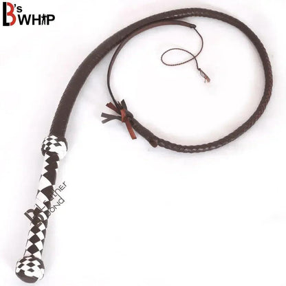 Cowhide Bullwhip — 8-Plait, Dark Brown, 4 ft