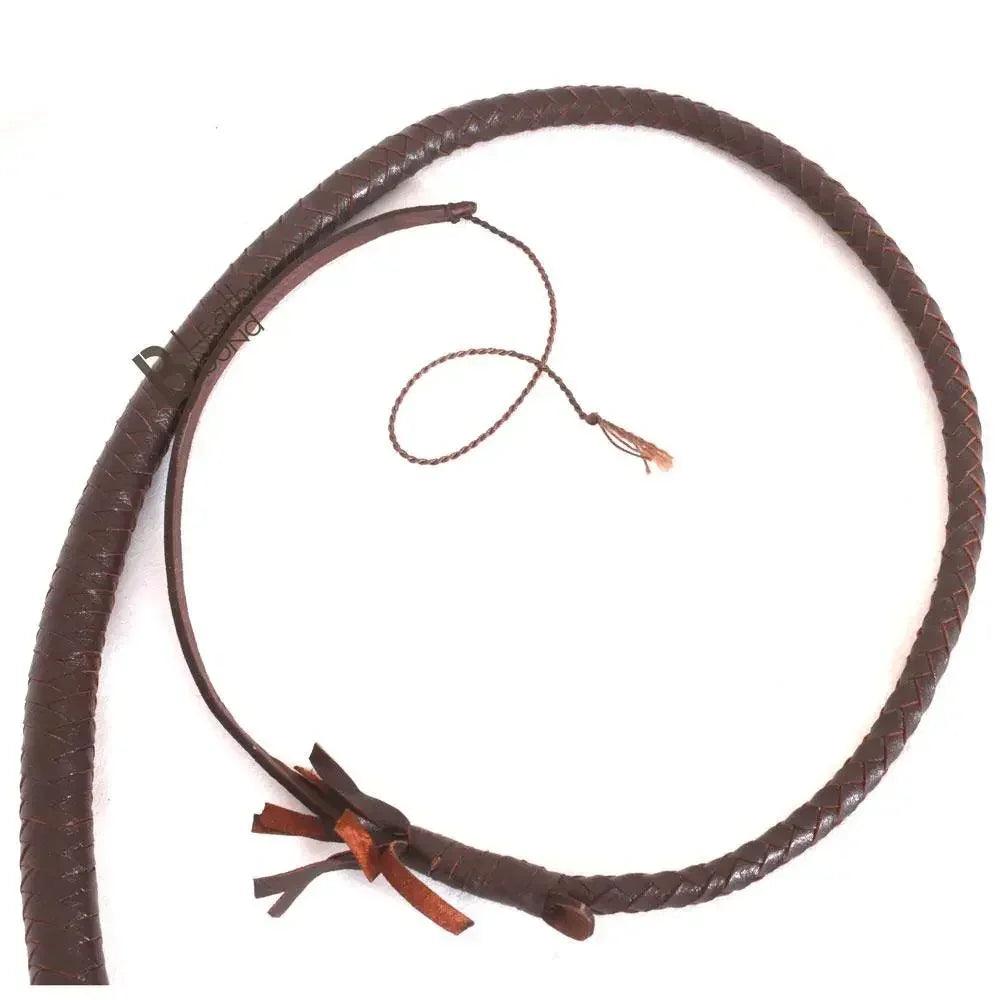 Cowhide Bullwhip — 8-Plait, Dark Brown, 4 ft