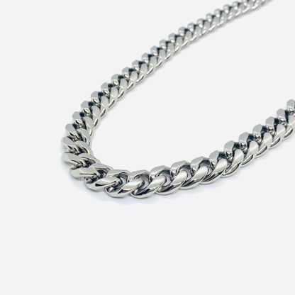 SK4020 Necklace 1/2" Wide Cuban Link Silver Color