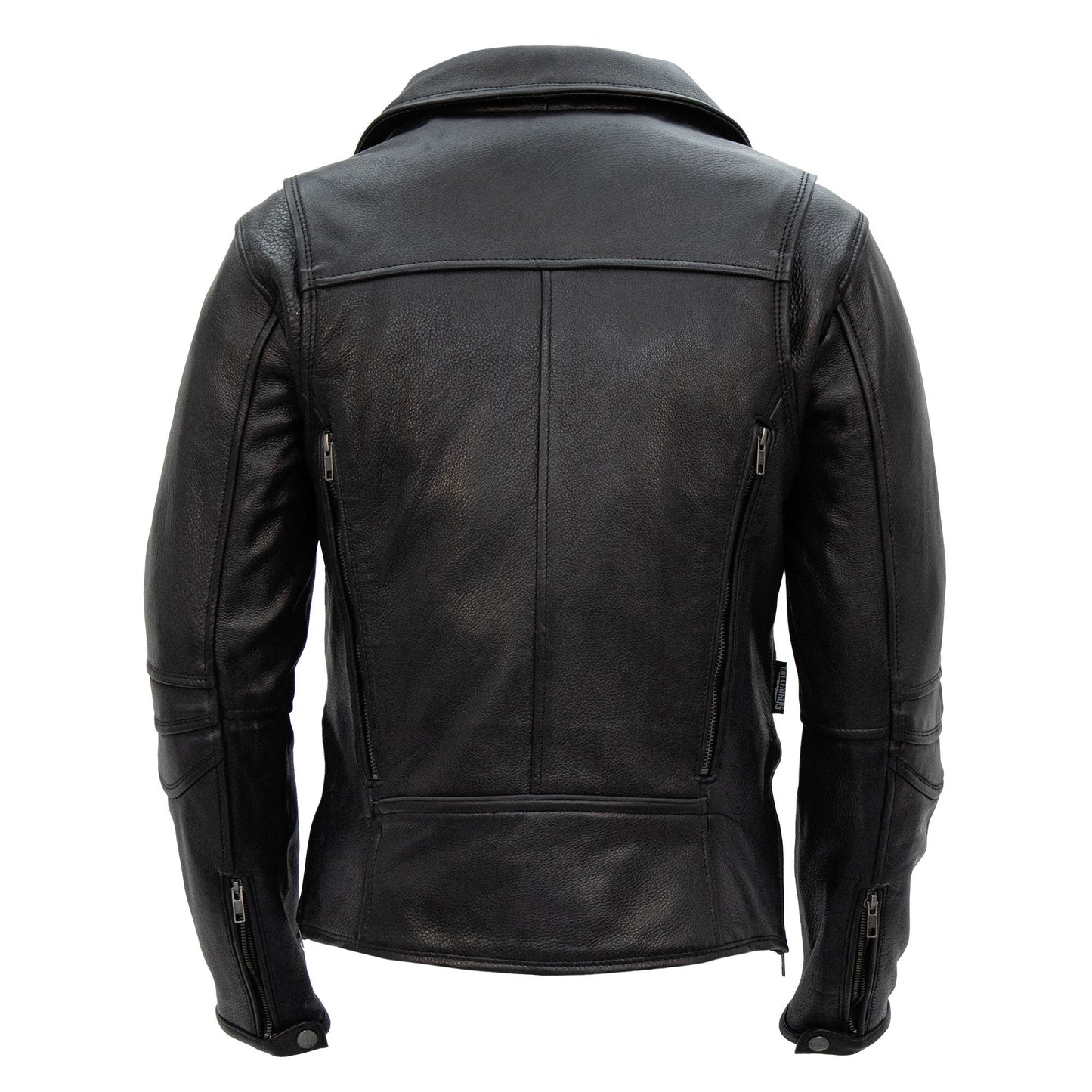 Hot Leathers JKL1034 Ladies Biker Black Leather Motorcycle Jacket with Plaid Flannel Lining