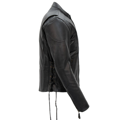 Hot Leathers JKM1010 Men's Motorcycle Vented Leather Biker Jacket