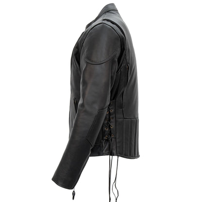 Hot Leathers JKM1010 Men's Motorcycle Vented Leather Biker Jacket