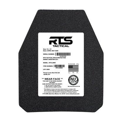 RTS Tactical LWR5 Rifle Special Threats NIJ 0101.06 Level III+ Insert - 10X12