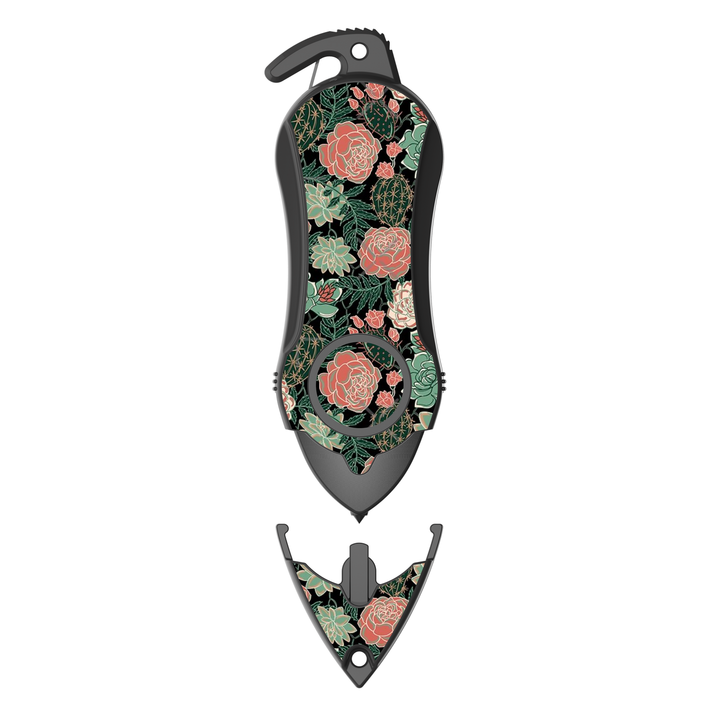 Personal Alarm Eeychain Safety  Emergency Tool (Green Flower)
