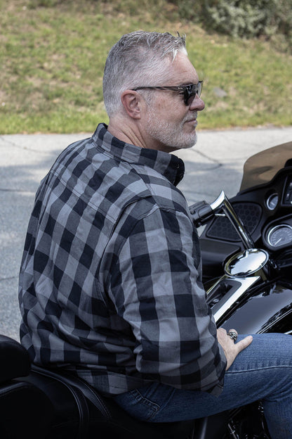 Milwaukee Leather MPM1630 Men's Plaid Flannel Biker Shirt w/ CE Armor - Reinforced w/ Aramid Fibers