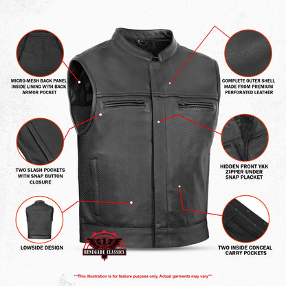 Gravel Ghost™ Lowcut Men’s Leather Motorcycle Vest