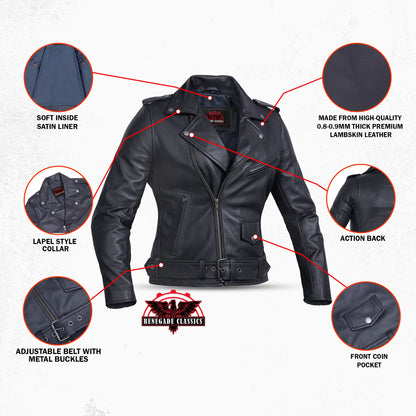 Moonlight Women's Navy Blue Fashion Leather Jacket