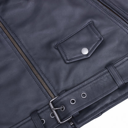 Moonlight Women's Navy Blue Fashion Leather Jacket