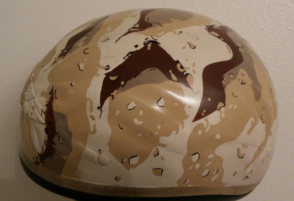 Harley Helmet Navy Wingman and HM2 Logo on Desert Camo