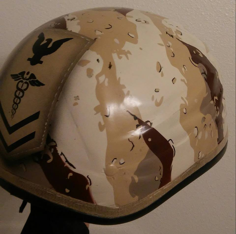 Harley Helmet Navy Wingman and HM2 Logo on Desert Camo