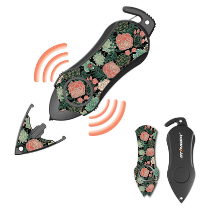 Personal Alarm Eeychain Safety  Emergency Tool (Green Flower)