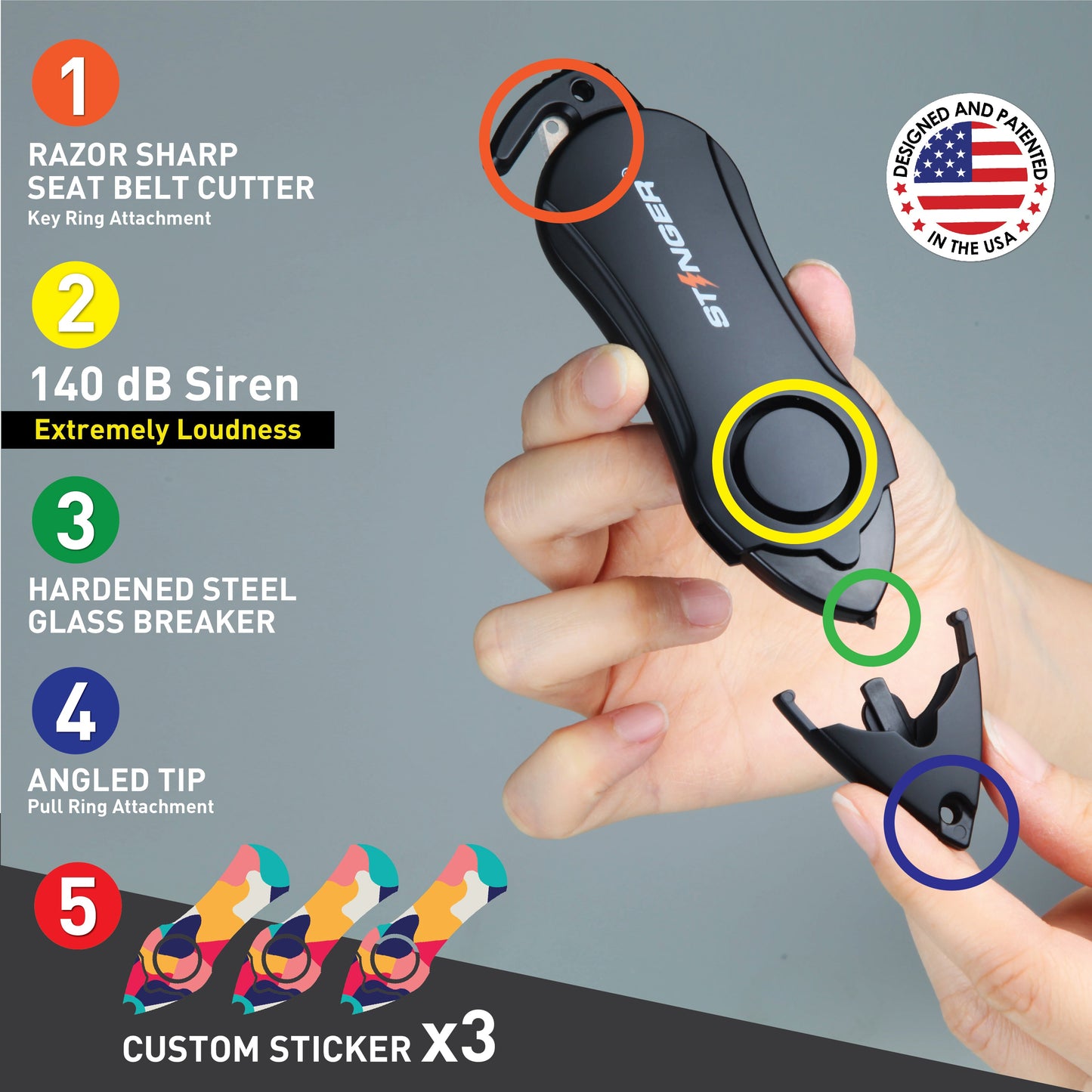 Personal Alarm Keychain Safety Emergency Tool (Colorful)