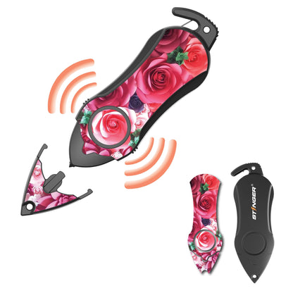 Personal Alarm Keychain Safety Emergency Tool (Pink Rose)