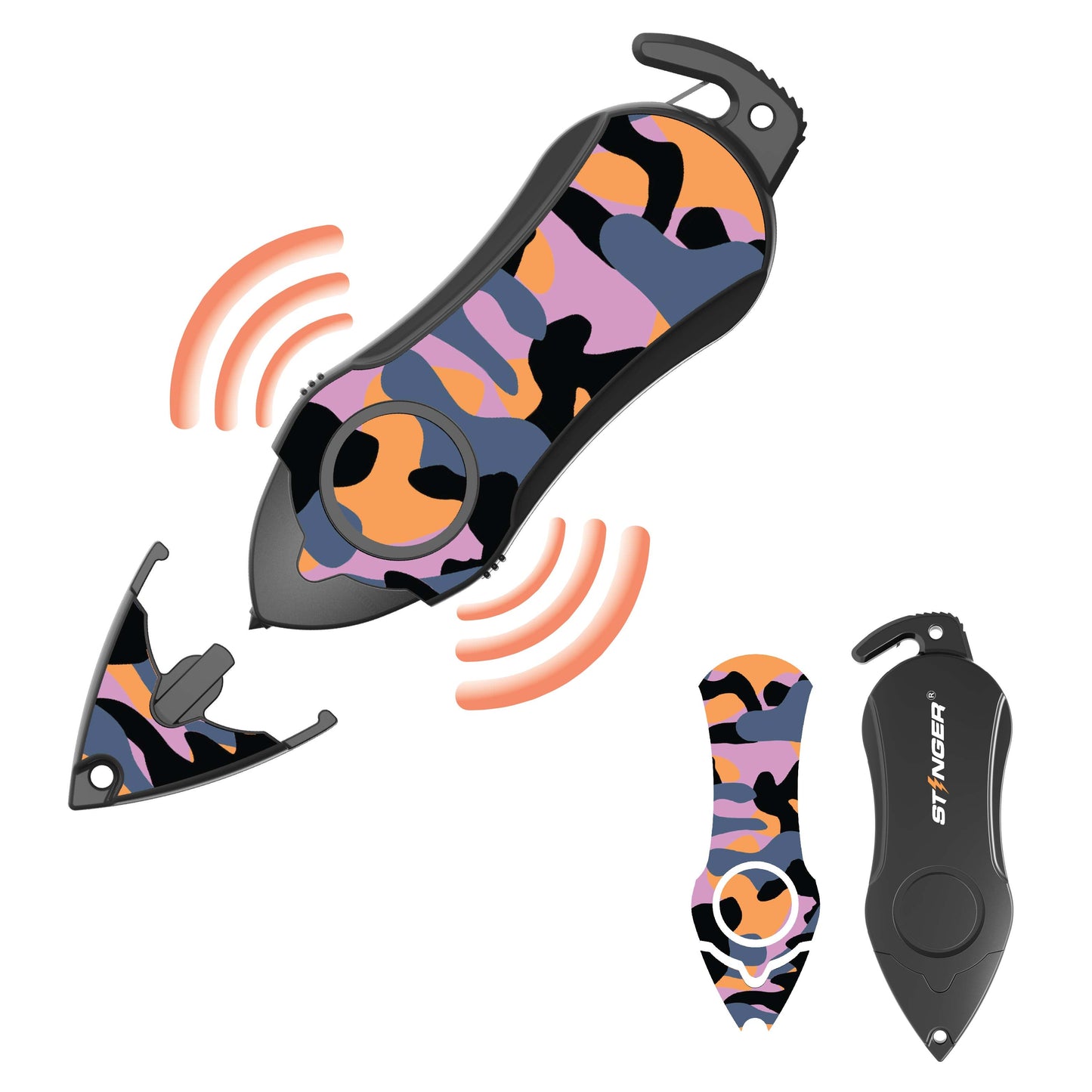 Personal Alarm Keychain Safety Emergency Tool (Camouflage Purple)