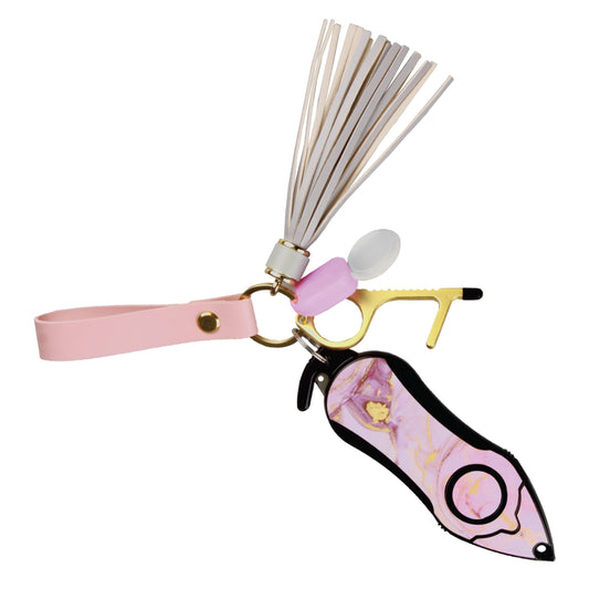 Personal Alarm Keychain Safety Emergency Tool (Pink Marble)