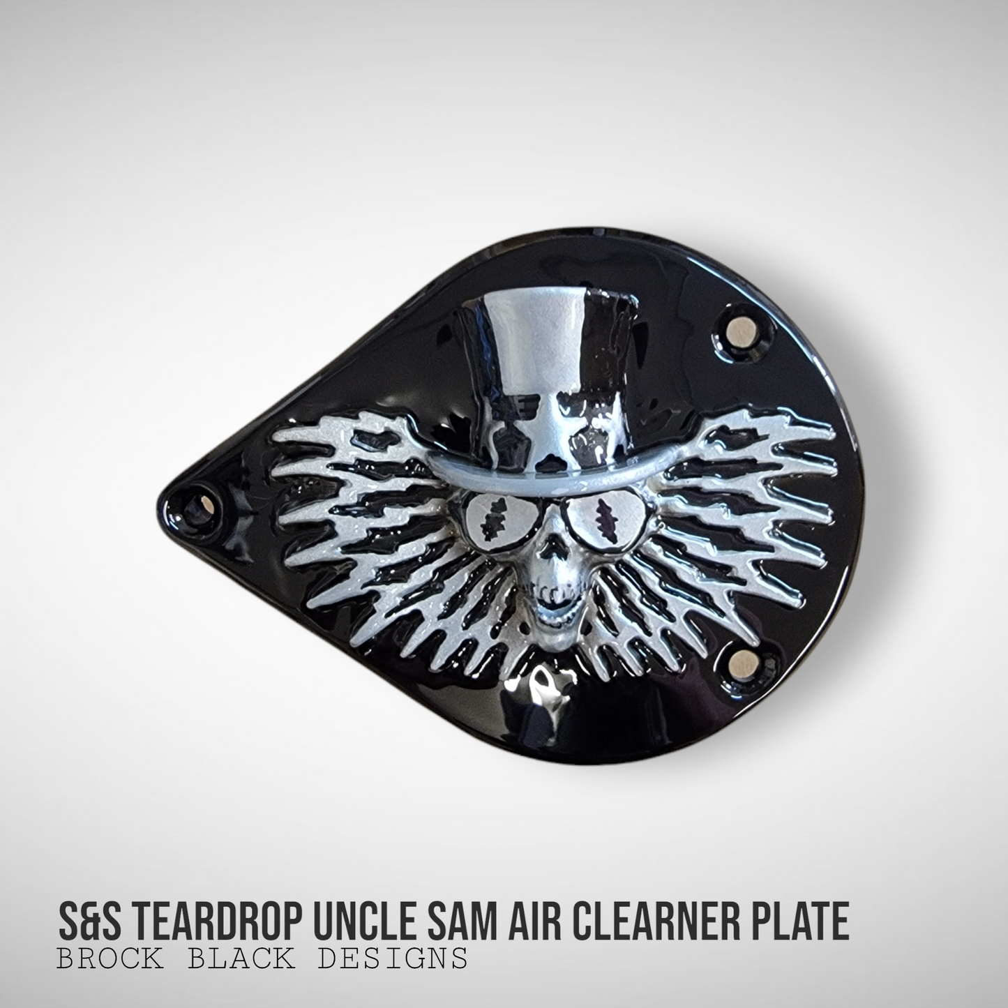S&S teardrop 3 hole air cleaner cover plate Uncle Sam
