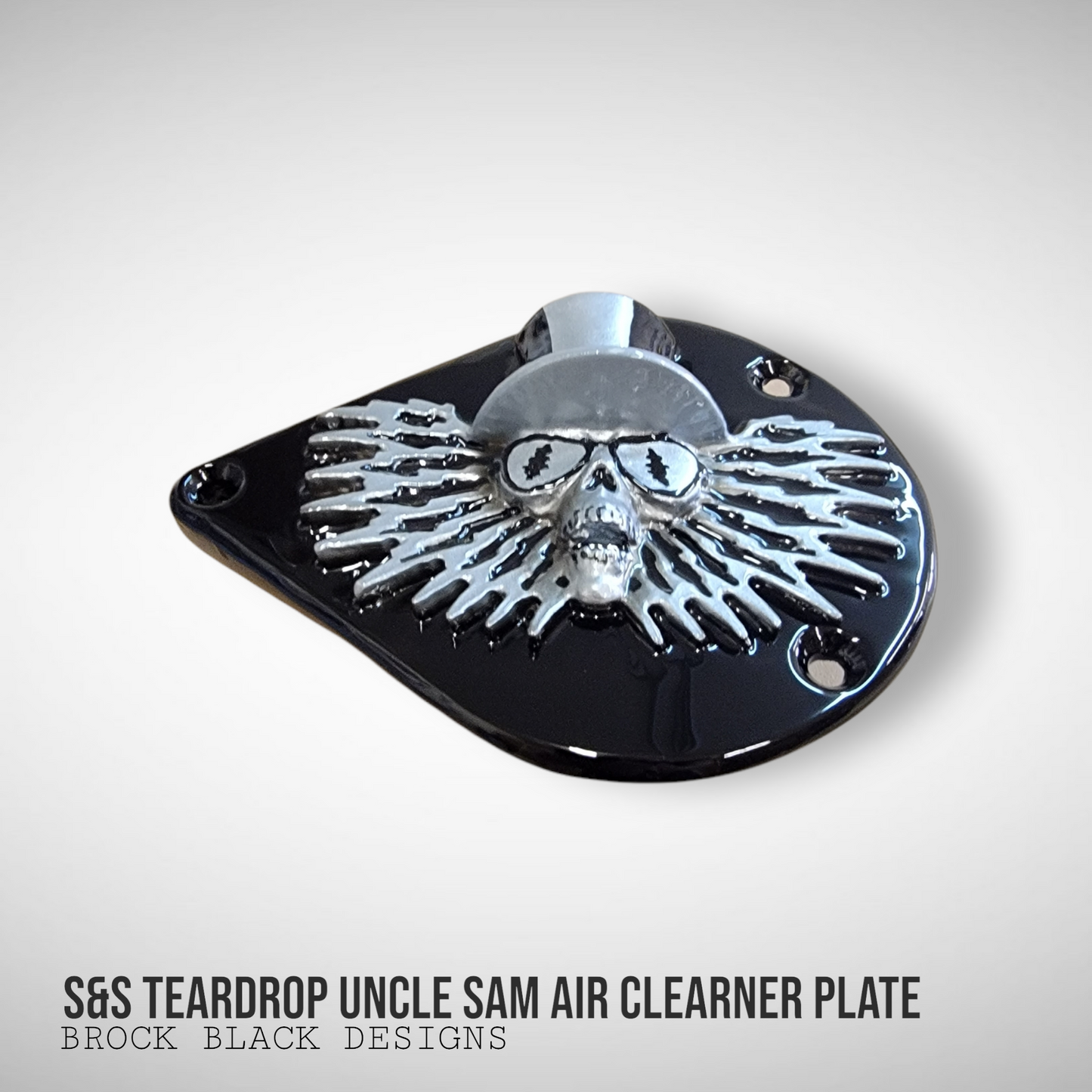 S&S teardrop 3 hole air cleaner cover plate Uncle Sam