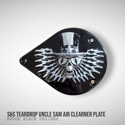 S&S teardrop 3 hole air cleaner cover plate Uncle Sam