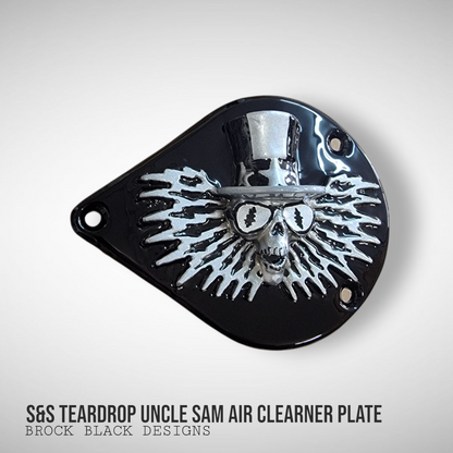 S&S teardrop 3 hole air cleaner cover plate Uncle Sam