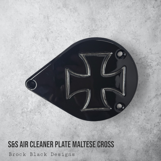 S&S teardrop air cleaner cover plate Maltese cross
