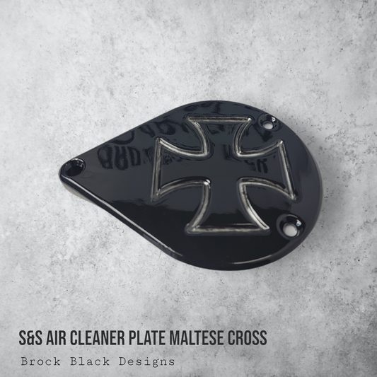 S&S teardrop air cleaner cover plate Maltese cross