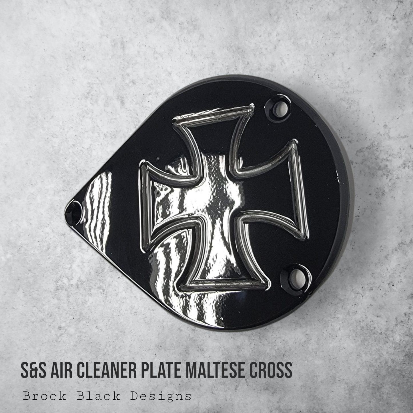 S&S teardrop air cleaner cover plate Maltese cross