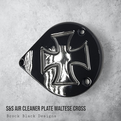 S&S teardrop air cleaner cover plate Maltese cross