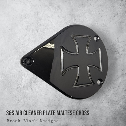S&S teardrop air cleaner cover plate Maltese cross
