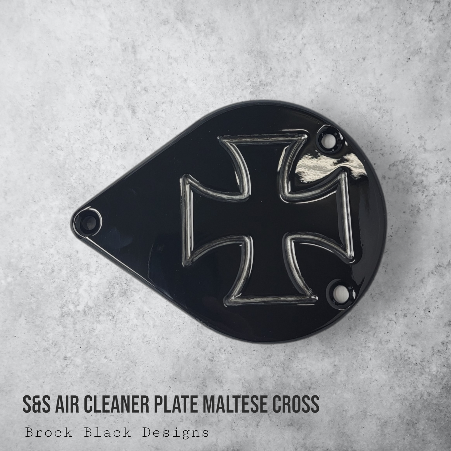 S&S teardrop air cleaner cover plate Maltese cross