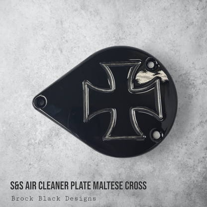 S&S teardrop air cleaner cover plate Maltese cross