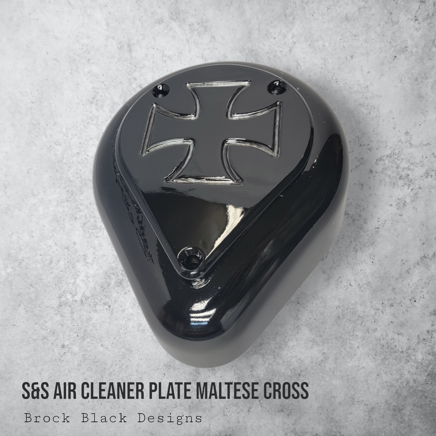 S&S teardrop air cleaner cover plate Maltese cross