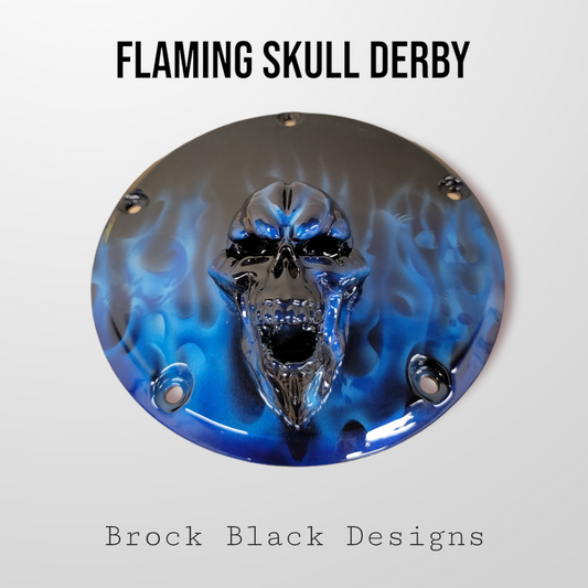 Harley Derby Cover Flames and skulls