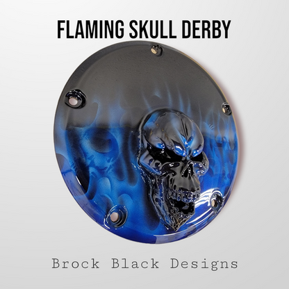 Harley Derby Cover Flames and skulls