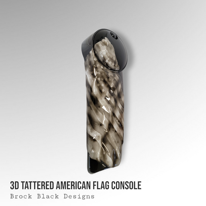 Tattered and worn full color flag Harley console