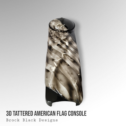 Tattered and worn full color flag Harley console