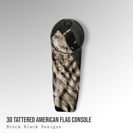 Tattered and worn full color flag Harley console