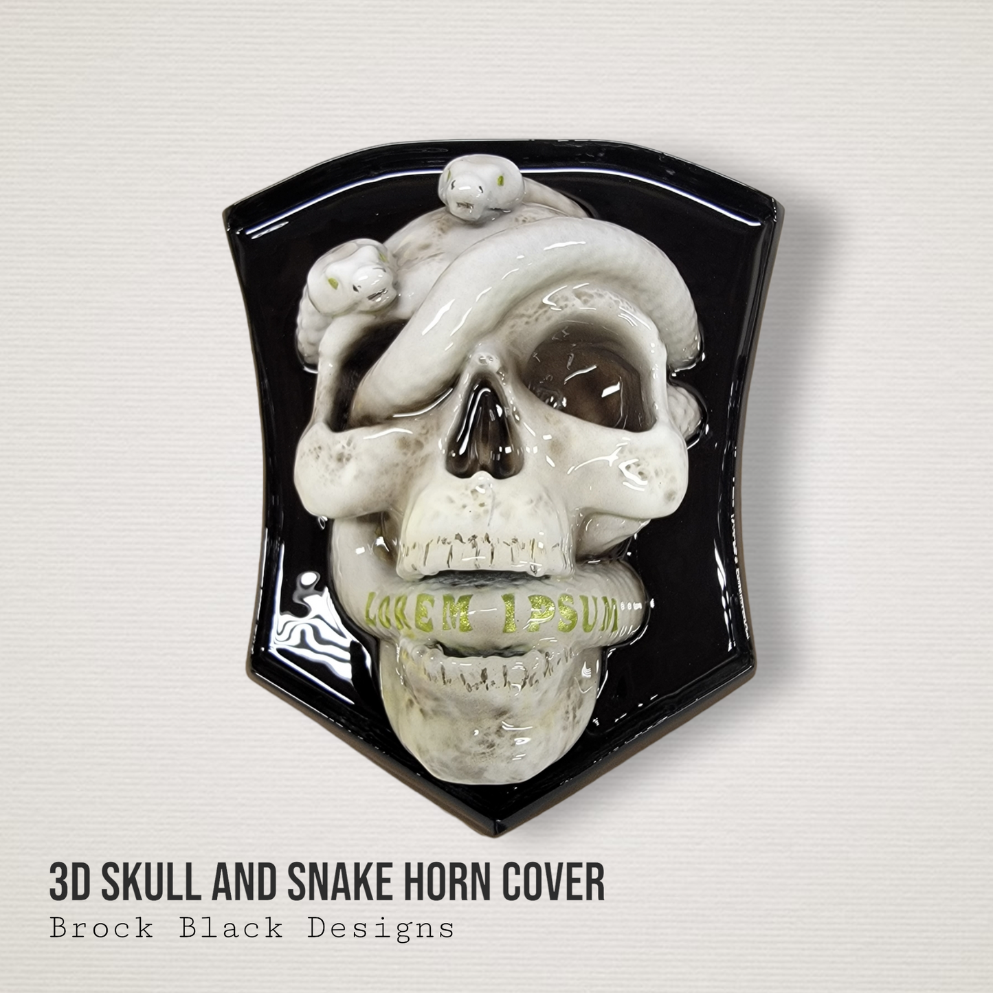 3D Skull and snakes side-mounted horn cover
